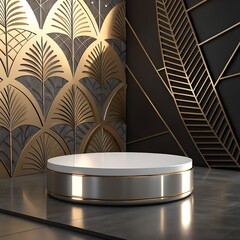 Luxury product podium with gold and black  tones