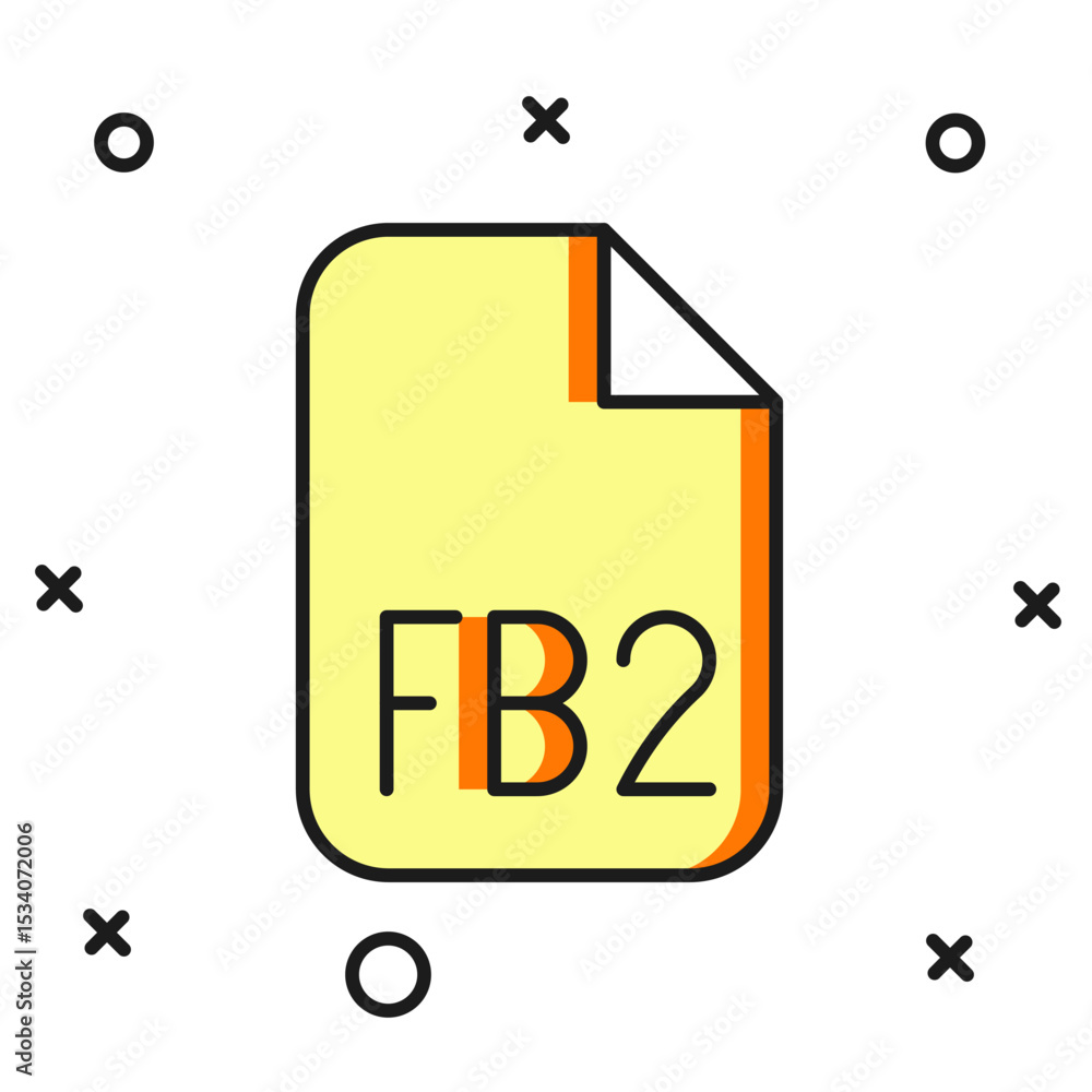 Poster filled outline fb2 file icon isolated on white background. flat filled outline style with shadow. ve