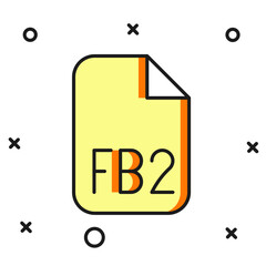 Filled outline FB2 File icon isolated on white background. Flat filled outline style with shadow. Vector