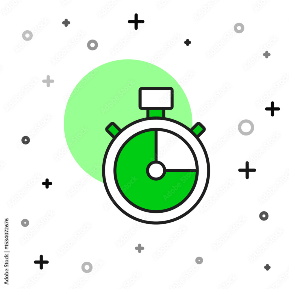 Poster filled outline stopwatch icon isolated on white background. time timer sign. chronometer sign. vecto