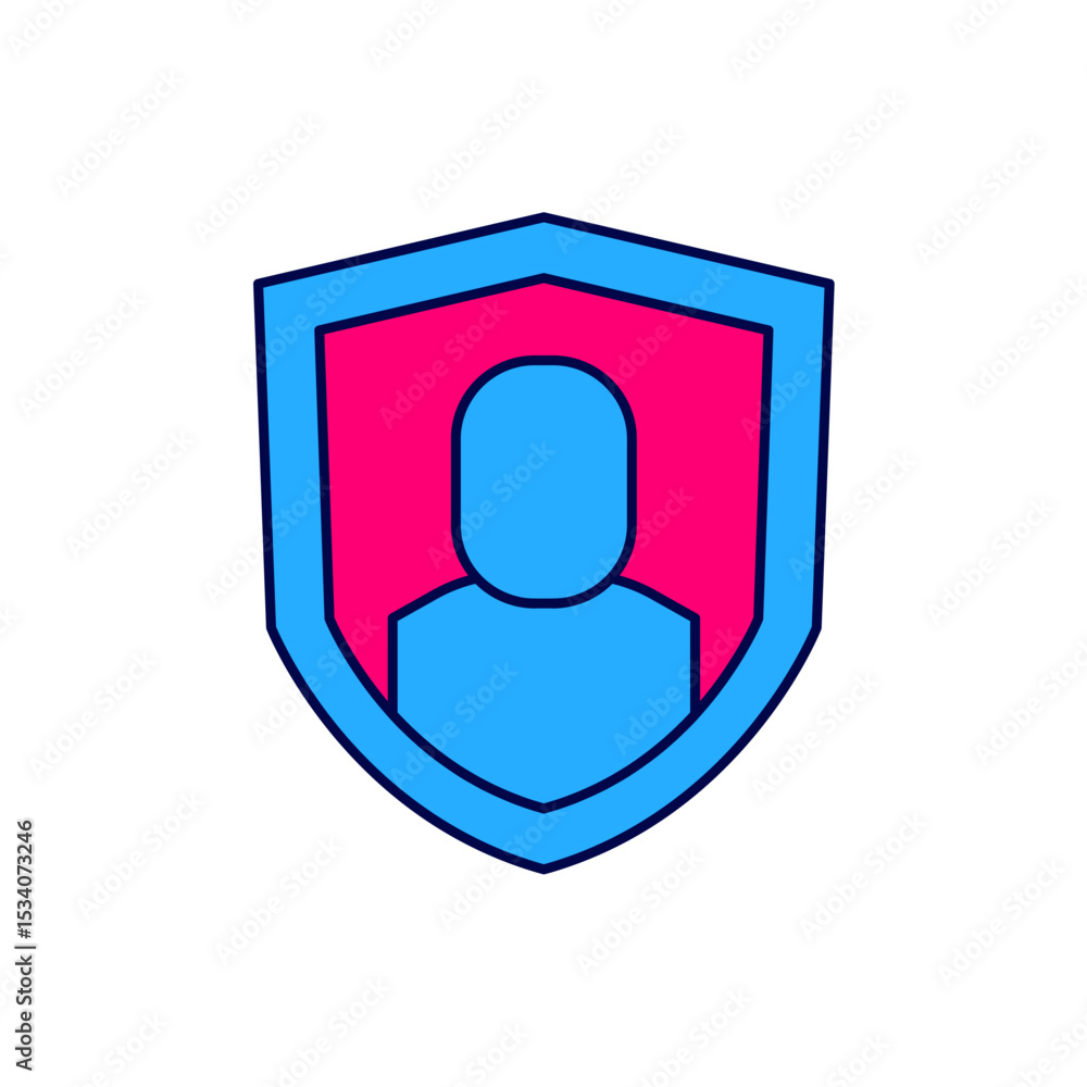 Poster filled outline user protection icon isolated on white background. secure user login, password protec