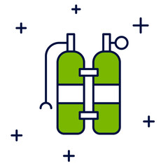 Obraz premium Filled outline Aqualung icon isolated on white background. Oxygen tank for diver. Diving equipment. Extreme sport. Sport equipment. Vector