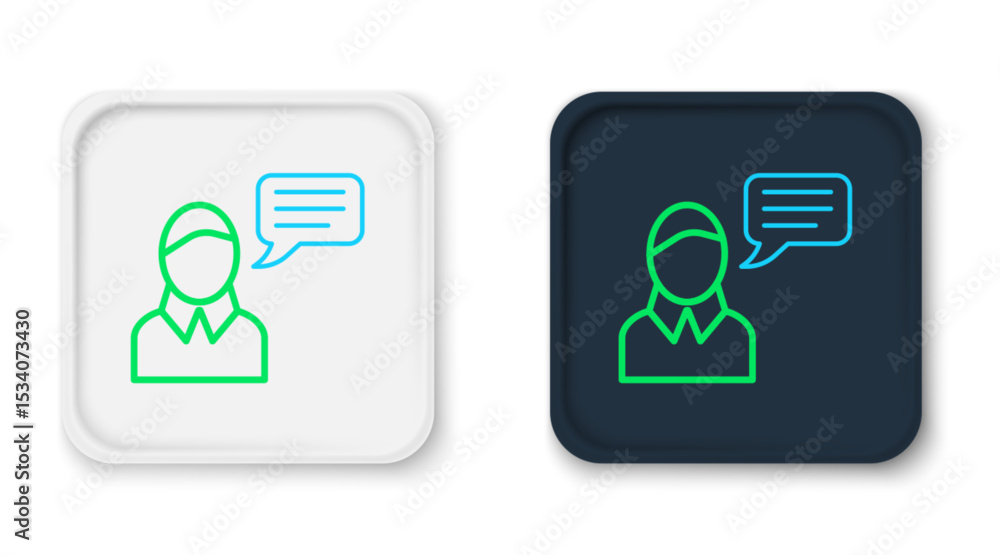 Poster line speech bubble chat icon isolated on white background. message icon. communication or comment ch