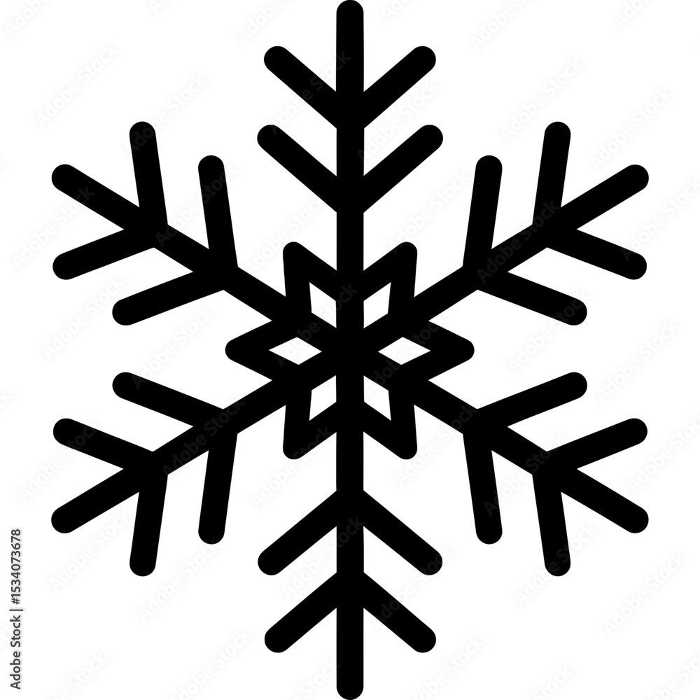 Poster vector snowflake with symmetrical branches