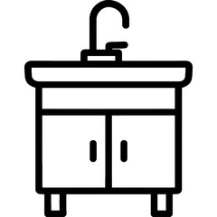 Minimalist sink with cabinet vector icon