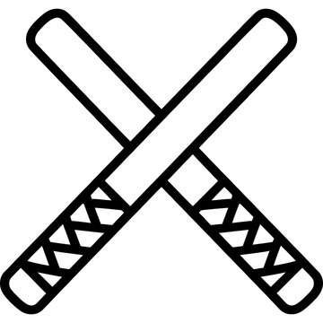 Vector icon of two rattan escrima sticks