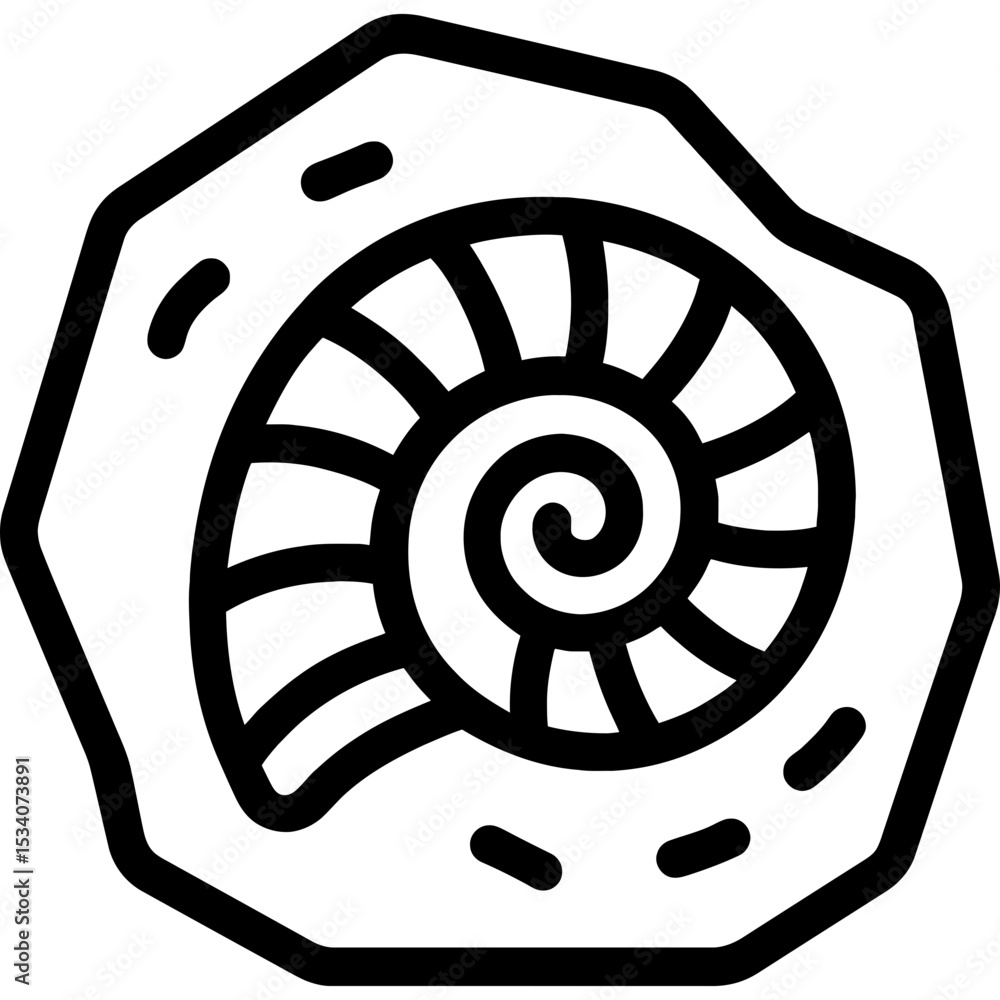 Poster minimal fossil shell icon in vector style