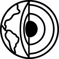 Core-mantle diagram in vector outline style