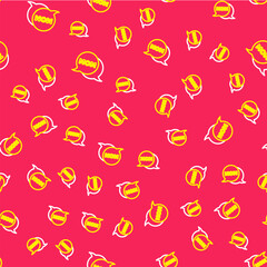 Line Speech bubble mom icon isolated seamless pattern on red background. Happy mothers day. Vector