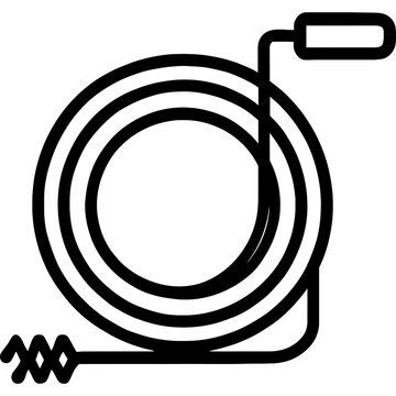 black coiled cable with plug clip art preview