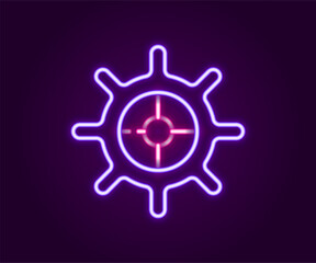 Glowing neon line Ship steering wheel icon isolated on black background. Colorful outline concept. Vector