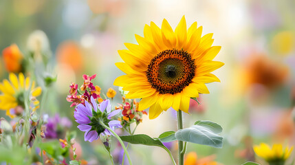 Obraz premium Vibrant Sunflower in a Field of Blooms