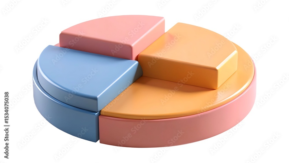 Aufkleber colorful 3d pie chart representing data analysis and business growth in a minimalistic concept