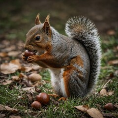 Obraz premium squirrel eating nut