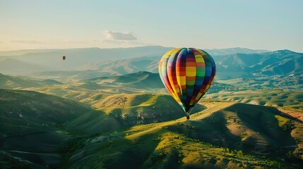 Dreamy Candy-Colored Hot Air Balloon: A Whimsical Soar Through Pastel Skies & Sugar-Coated Dreams — Embrace a Magical Flight Over Rainbow-Hued Landscapes, Where Fluffy Clouds Meet Swirling Cotton Cand