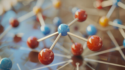 Molecular structure model pharmaceutical research Water compound (chemical formula H2O) - Molecule Structure Model, Generative AI
