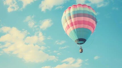 Dreamy Candy-Colored Hot Air Balloon: A Whimsical Soar Through Pastel Skies & Sugar-Coated Dreams — Embrace a Magical Flight Over Rainbow-Hued Landscapes, Where Fluffy Clouds Meet Swirling Cotton Cand