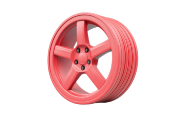 Bright cartoon-style wheel render showcasing vibrant pink color and smooth design ideal for creative projects and playful designs