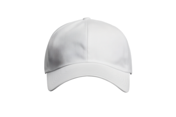 White baseball cap mockup displayed on transparent background for versatile graphic design applications and promotional use in fashion and sports