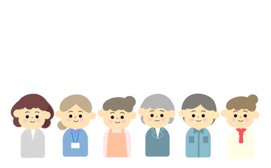 笑顔の大人の人物アイコンセット