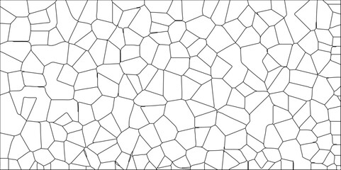Abstract lines in black and white tone of many rectangle shapes. black and white stoke colors stone tile pattern. White color Broken Stained-Glass Background with black lines.
