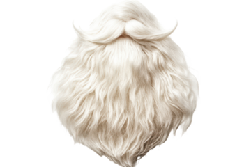 White lush beard resembling Santa Claus isolated on a bright background, perfect for holiday decorations and festive celebrations