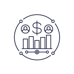 Customer Acquisition Cost, CAC icon in line design