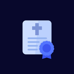 death certificate icon, flat vector design