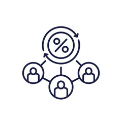 peer-to-peer lending icon, p2p loans line design on white