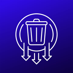 Reduce waste icon, linear design with a trash bin