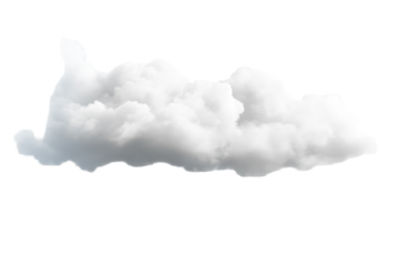 Soft white cloud isolated on transparent background showcasing fluffy texture and natural shape for design use