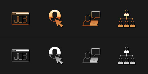 Set Search job, Worker, Freelancer and Employee hierarchy icon. Vector