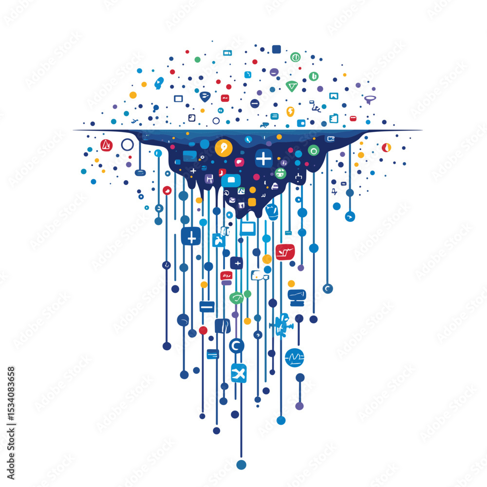 Poster abstract network data flow on white background featuring modern digital connectivity and technology