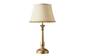 Elegant brass lamp with beige shade adds warmth to any room decor during evening relaxation or reading sessions