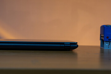 Laptop Detail with Blurred Office Stamp