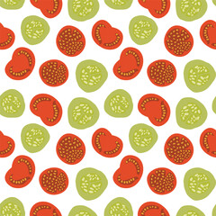 vector cucumber slice and tomato slice pattern design, seamless pattern of vegetable