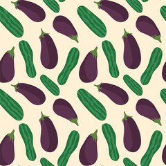 vector cucumber and eggplant pattern design, seamless pattern of vegetable