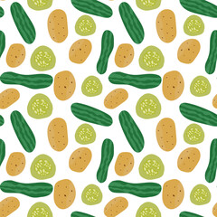 vector cucumber and potato pattern design, seamless pattern of vegetable