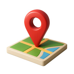 3D Map Icon with Red Location Pin