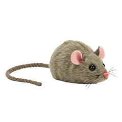 Realistic Plush Mouse Toy with Rope Tail