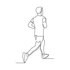 Continuous single line drawing of male runner athlete running sport sketch art editable stroke vector illustration