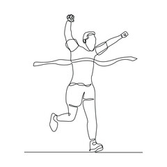 Continuous single line drawing of male runner athlete running sport sketch art editable stroke vector illustration