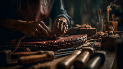 Tanner working in tanner shop