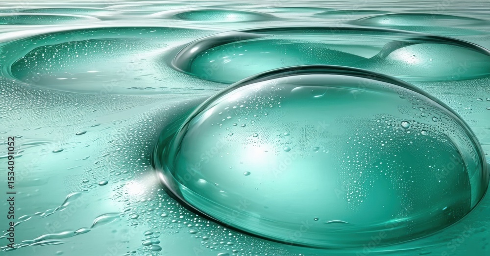 Aufkleber aqua surface shows multiple bubbles, varying sizes. turquoise hues dominate, creating refreshing vis