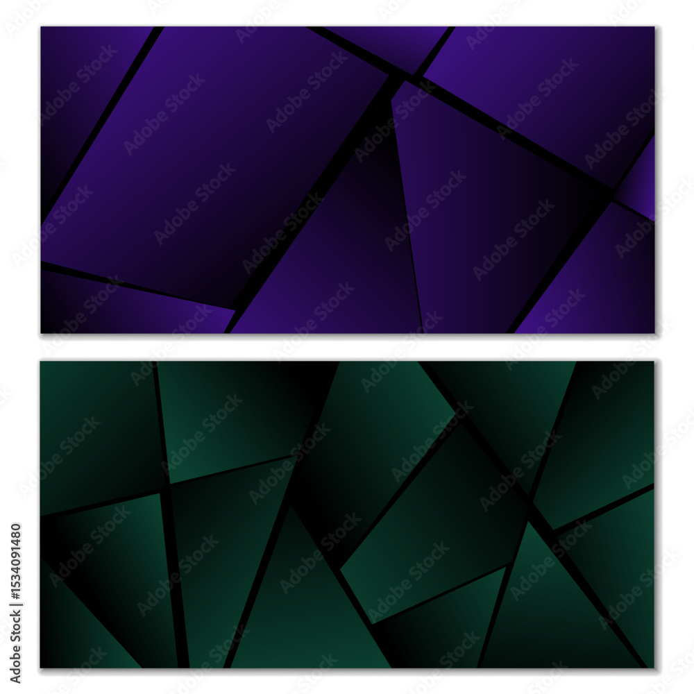 Poster abstract polygonal pattern. set of two dark gradient polygonal backgrounds. background design, cover