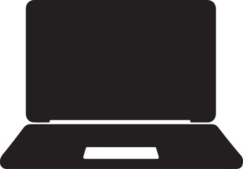 Laptop Silhouette: A sleek, modern laptop is presented against a minimalist backdrop, symbolizing connectivity, productivity, and the digital realm.Black laptop computer with blank screen isolated