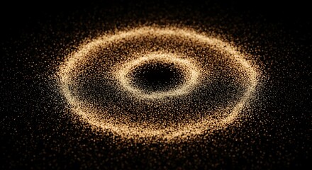 Fototapeta premium Creating Circle with Sparkling Gold Particles on Dark Background