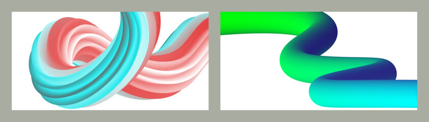 Abstract volumetric background. Cords. set of two illustrations. Toothpaste in a tube. Minimalism. Creative modern background. Cover design, wallpaper, background. eps vector.