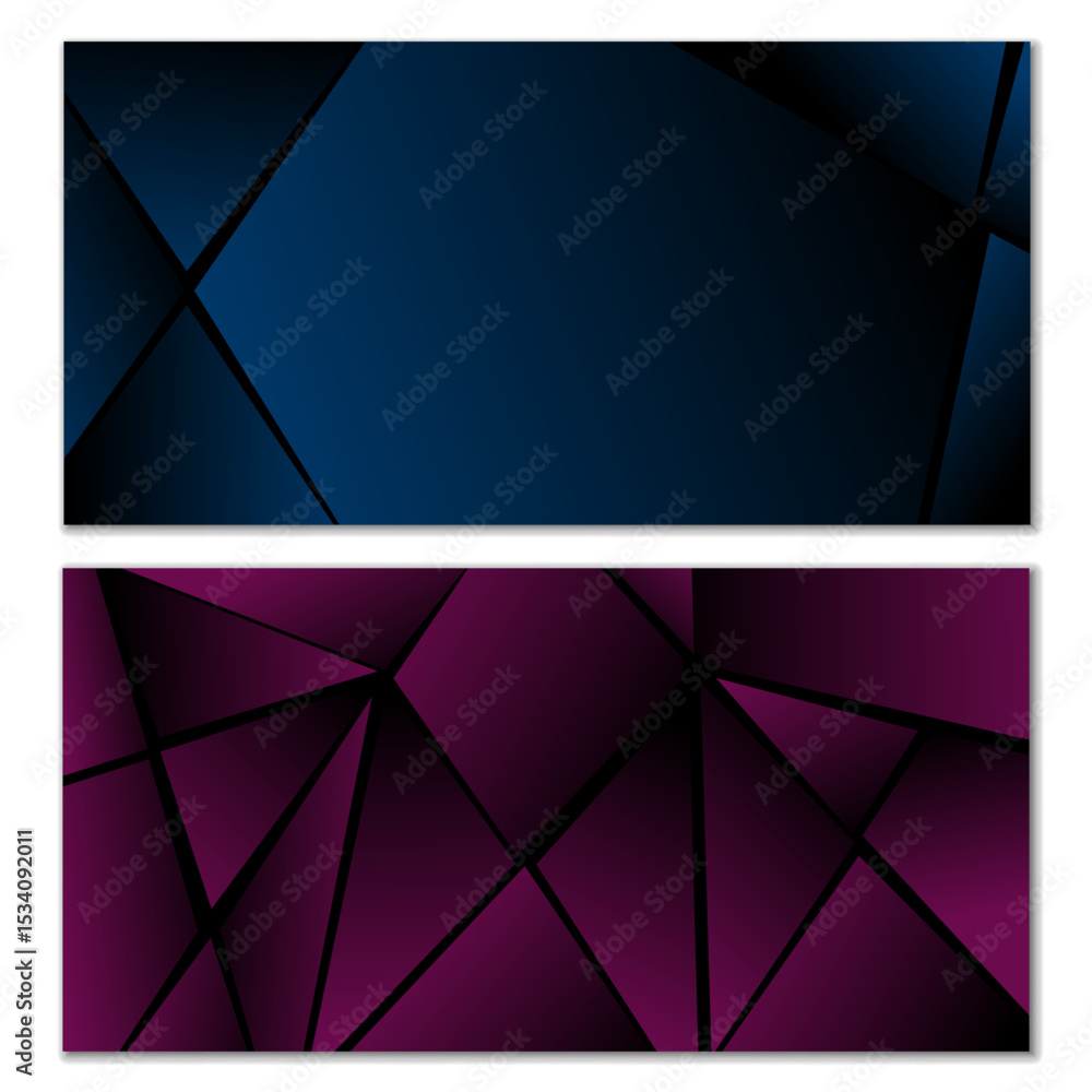 Poster abstract polygonal pattern. set of two dark gradient polygonal backgrounds. background design, cover