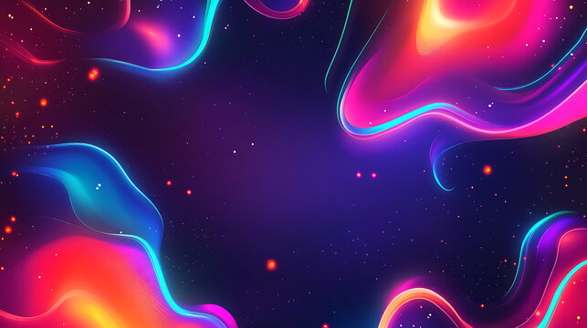 Vibrant Neon Waves in a Cosmic Setting